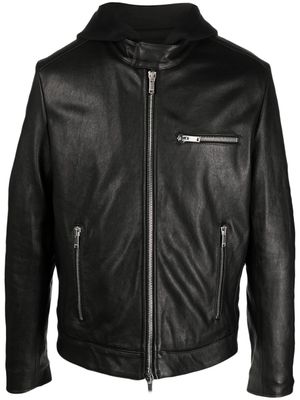 DONDUP veste en cuir à fermeture zippée - Noir