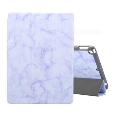 Voor iPad 10 2 inch marmer textuur patroon horizontale Flip lederen draagtas met drie-vouwen houder & pen sleuf & slaap/Wake-up functie (paars)