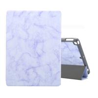 Voor iPad 10 2 inch marmer textuur patroon horizontale Flip lederen draagtas met drie-vouwen houder & pen sleuf & slaap/Wake-up functie (paars)