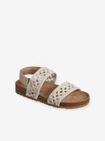 Kindersandalen met klittenband en gehaakt effect beige