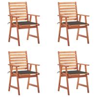 Tuinstoelen 4 st met kussens massief acaciahout