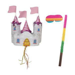 Verjaardag Pinata Kasteel - 30 x 28 cm - papier - set met stok en masker   -