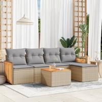 6-delige Loungeset met kussens poly rattan beige 6-delige Loungeset met kussens poly rattan beige