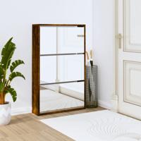 Schoenenkast met spiegel 3-laags 63x17x102,5 cm gerookt eiken