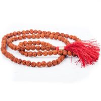 Mala Rudraksha 108 Kralen Met Rode Kwast (0,7 cm)