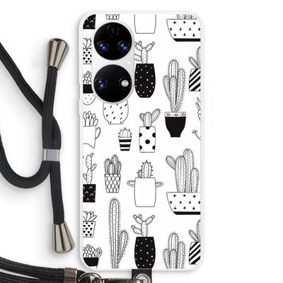Cactusmotief: Huawei P50 Transparant Hoesje met koord