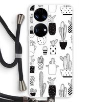Cactusmotief: Huawei P50 Transparant Hoesje met koord