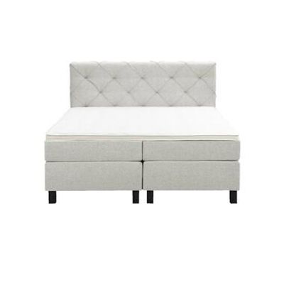 Boxspring Liv geruit - ecru - 160x200 cm - vierkante poot - Leen Bakker