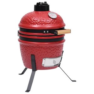 Kamado barbecue 2-in-1 56 cm keramiek rood