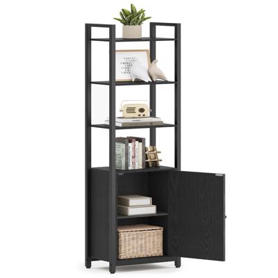 Boekenkast met verstelbare planken en handige opbergruimte, Ebbenhout Zwart + Inktzwart / 40B cm