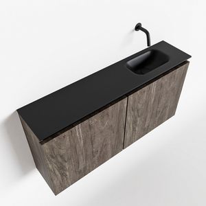 MONDIAZ TURE 100cm toiletmeubel dark brown. EDEN wastafel urban rechts geen kraangat