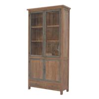 Teak Industriele Glaskast