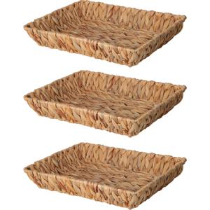 Broodmand - 3x - gevlochten riet - naturel - 33 x 25 x 6 cm