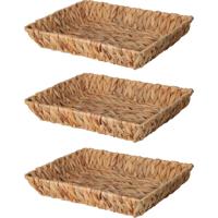 Broodmand - 3x - gevlochten riet - naturel - 33 x 25 x 6 cm