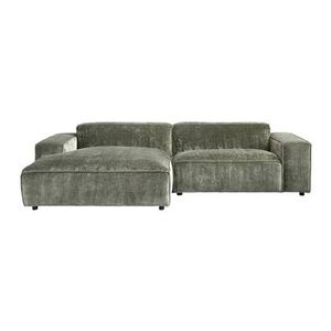 by fonQ Chunky Chaise Longue Links - Donkergroen - Rib