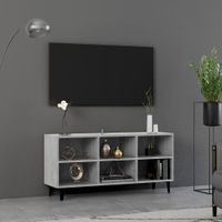VidaXL Tv-meubel met metalen poten 103,5x30x50 cm betongrijs - thumbnail