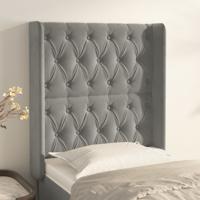 Hoofdbord met randen 83x16x118/128 cm fluweel lichtgrijs