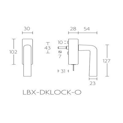 Formani LB10H-DKLOCK-O draaikiepgarnituur afsluitbaar mat roestvast staal rechts/ links draaiend