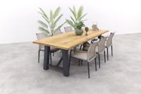 Lumino/Keltex stapelbare tuinset 265x101 cm. (7-delig) - Teak/Zand
