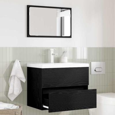 Badkamermeubelset met lade 2 pcs Zwart Eiken 57 x 37 x 45 cm