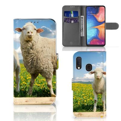 Samsung Galaxy A20e | Telefoonhoesje | Met pasjeshouder | Schaap en Lammetje