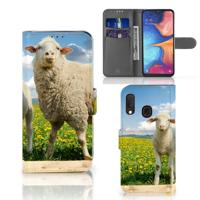 Samsung Galaxy A20e | Telefoonhoesje | Met pasjeshouder | Schaap en Lammetje