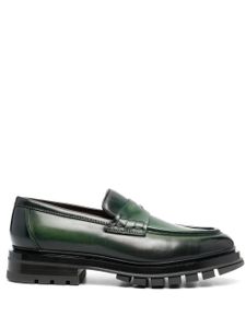 Santoni mocassins en cuir à entaille penny - Vert