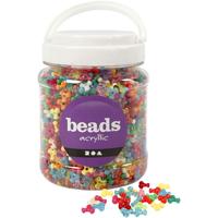 Creativ Company Tri-kralen mix, d 10 mm, gatgrootte 2 mm, ca. 2800 stuk, diverse kleuren, 385 gr, 700 ml/ 1 doosje