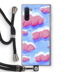 Roze wolken met vogels: Samsung Galaxy Note 10 Transparant Hoesje met koord