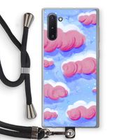 Roze wolken met vogels: Samsung Galaxy Note 10 Transparant Hoesje met koord
