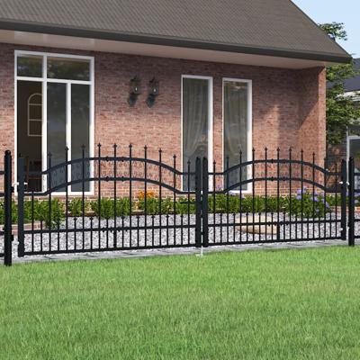 Poort met spijlpunten 305x120 cm gepoedercoat staal zwart