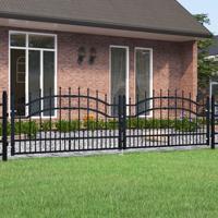 Poort met spijlpunten 305x120 cm gepoedercoat staal zwart