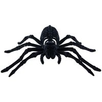 Chaks spin skelet 22 cm - zwart - velvet/fluweel tarantula - Horror/griezel thema decoratie beestjes   -