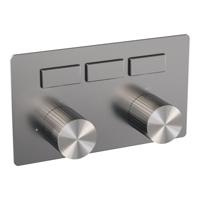 BRAUER Stripe 3-weg Inbouwthermostaat - drukknoppen - in- en afbouwdelen - RVS-kleurig geborsteld PVD 5-NG-356
