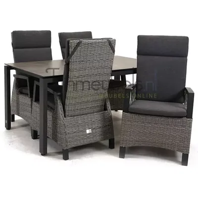 Tuinstoel Prato Brick wicker met GOA HPL 160 cm donker grijs