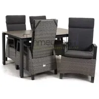 Tuinstoel Prato Brick wicker met GOA HPL 160 cm donker grijs