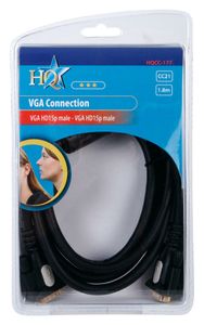 HQ HD15/HD15, 1.8m VGA kabel 1,8 m VGA (D-Sub) Zwart