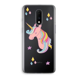 Roze eenhoorn: OnePlus 7 Transparant Hoesje