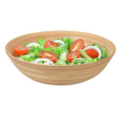 Grote serveerschaal/saladeschaal - D30 x H10 - bamboe - naturel