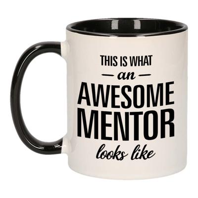 Awesome mentor - Geweldige mentor koffiemok - zwart/wit - 300 ml - Cadeau mokken - bekers