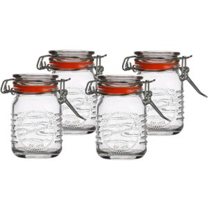 Voorraadpotje/kruidenpotje - 4x - mini - 70 ml - glas - met beugelsluiting - D5 x H8 cm