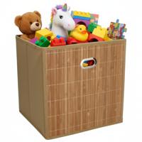 Opbergmand / kastmand - naturel - bamboe / kunststof - 28 liter - 31 x 31 x 31 cm - opvouwbaar