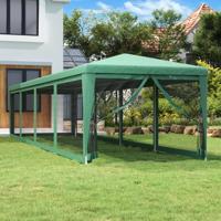 VidaXL Partytent met 10 mesh zijwanden 3x12 m hdpe groen
