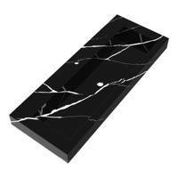 Brauer Coral Wastafel - 120 cm - met 1 Spoelbak en 1 Kraangat - Marmerlook Nero Marquina