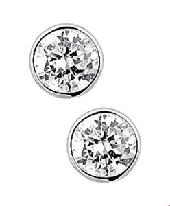 Oorknoppen Rond zilver-zirconia wit 6 mm