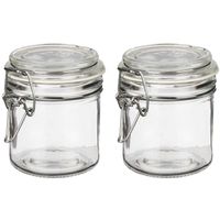 Voorraadpotten/bewaarpotten - 2x - Tarro - 250 ml - glas - met beugelsluiting - D11 x H10 cm