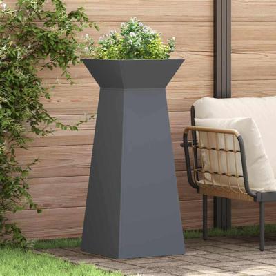 Tuinpilaren Plantenbakken - 2 stuks met kom in antraciet - 40x40x100 cm - Staal