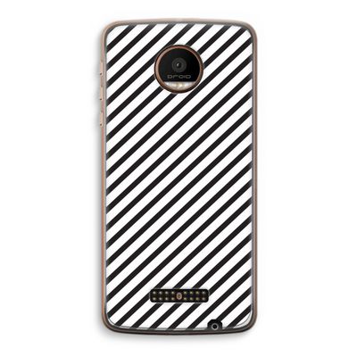 Strepen zwart-wit: Motorola Moto Z Force Transparant Hoesje