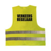 Verkeersregelaar vestje / hesje geel met reflecterende strepen voor volwassenen - thumbnail