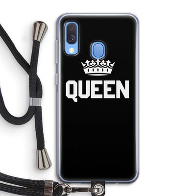 Queen zwart: Samsung Galaxy A40 Transparant Hoesje met koord